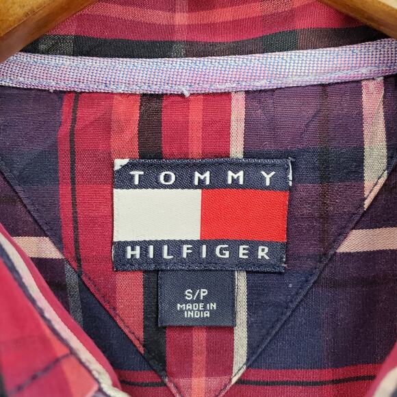 Tommy Hilfiger Red Plaid Button Down Long Sleeve Dress Shirt Size Small - Picture 3 of 5